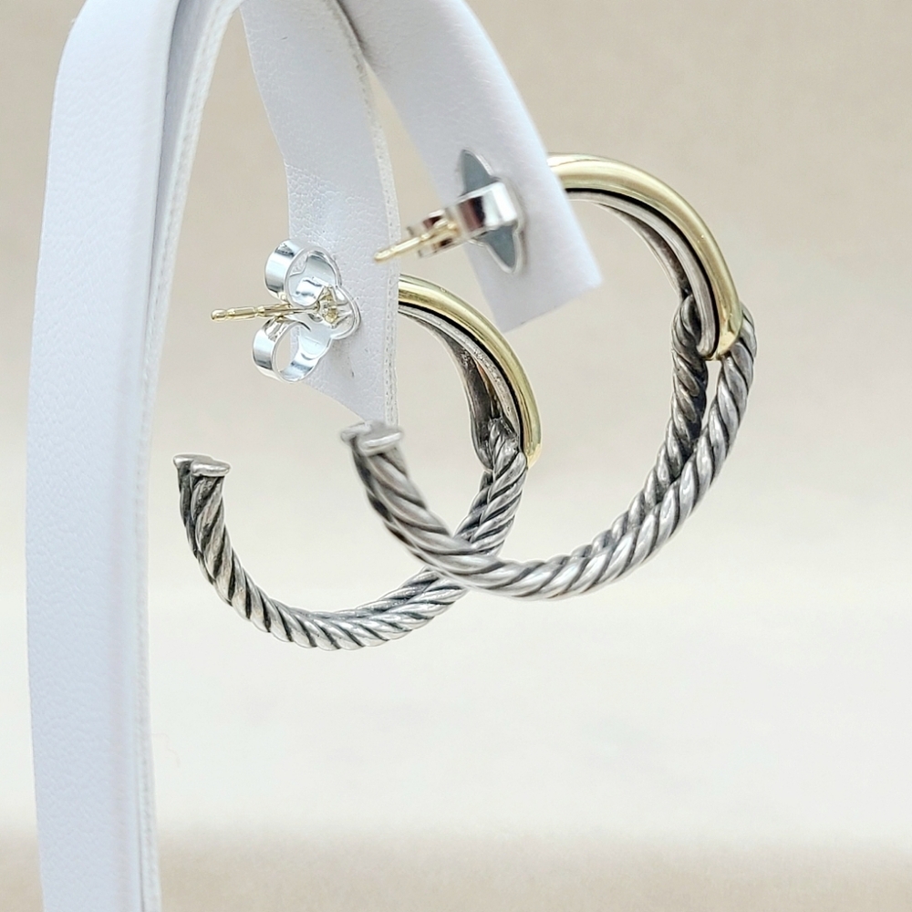 David Yurman Large Labyrinth Single- Loop Hoop Ea… - image 4